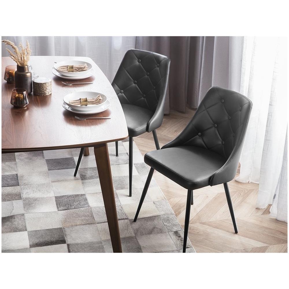 Set Di 2 Sedie Da Pranzo In Ecopelle Nera Valerie - Foto 2