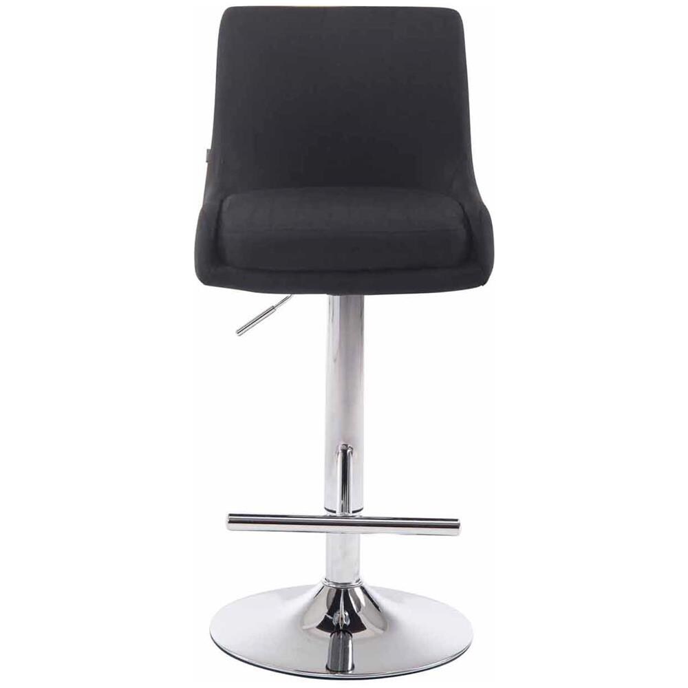 Set 2 Sgabelli Bancone Imbottiti Club in Tessuto - Coppia Sedie Alte Cucina con Schienale e Poggiapiedi, Altezza Regolabile 67-87 cm Nero - Foto 2