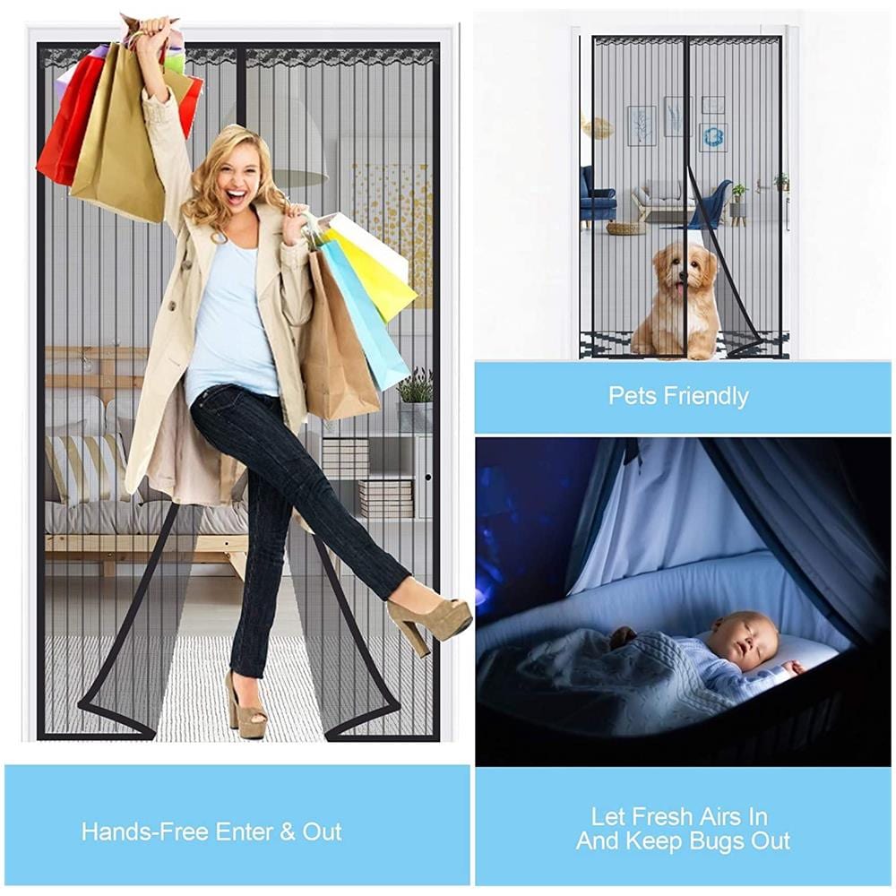 Zanzariera Per Porta Con Chiusura Magnetica 100 X 220 Cm Nera - Foto 2