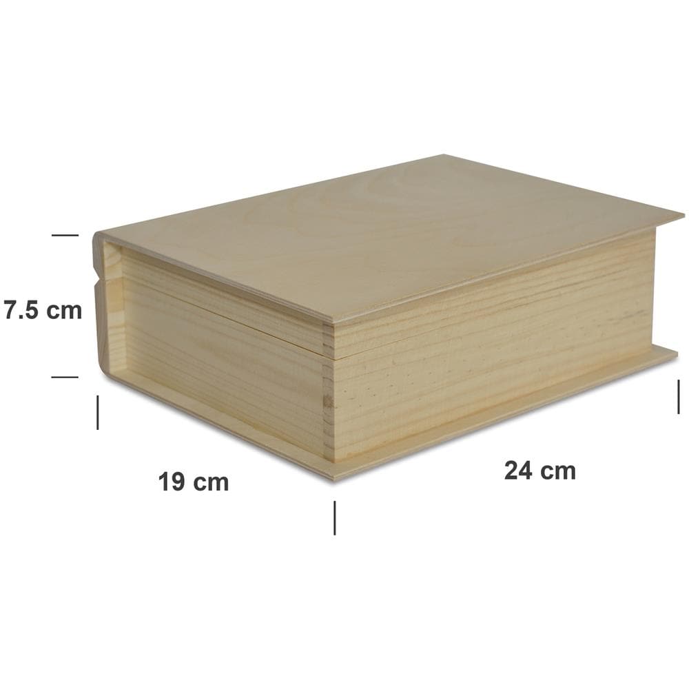 Grande Scatola Libro In Legno Con Coperchio | 24 X 19 X 7.5 Cm | Cassetta Conteniore Portaoggetti Portagiochi Cofanetto | Perfetta Per Decoupage Documenti Giocattoli Attrezzi - Foto 2