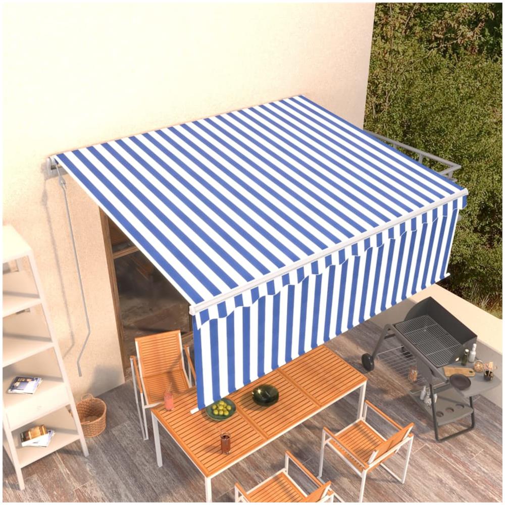 Tenda Sole Retrattile Automatica con Parasole 4x3m Blu Bianco - Foto 1