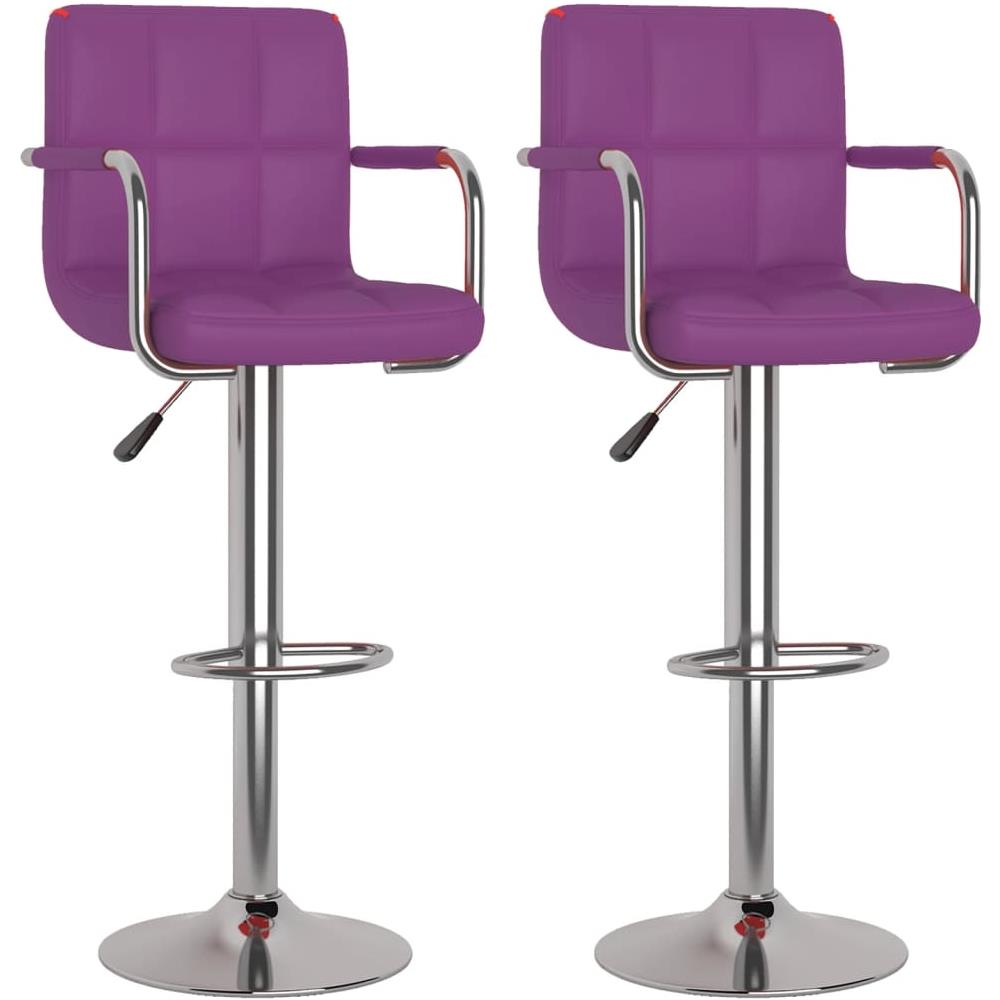 Sgabelli Da Bar 2 Pz Viola In Similpelle - Foto 1