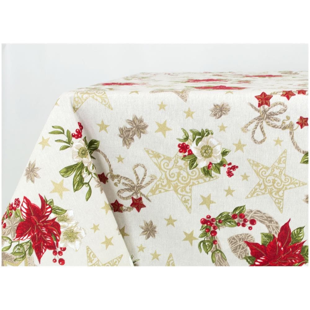 Tovaglia Natalizia Cucina Soggiorno Copritavolo Natale Made Italy Disegni Assortiti 140x300 Anais Naturale - Foto 1