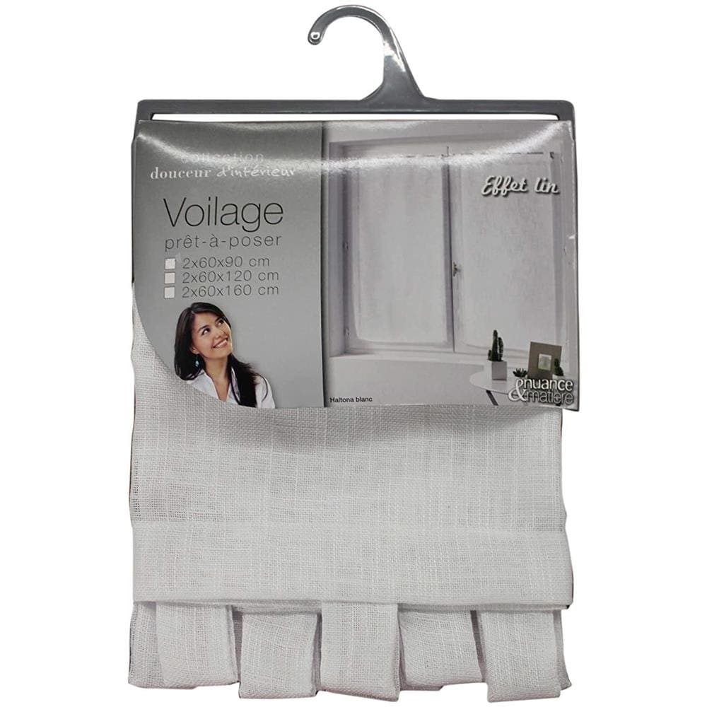 Tenda Cucina Corta Haltona, 60 X 160 Cm, Colore Bianco, 2 Pezzi - Foto 2