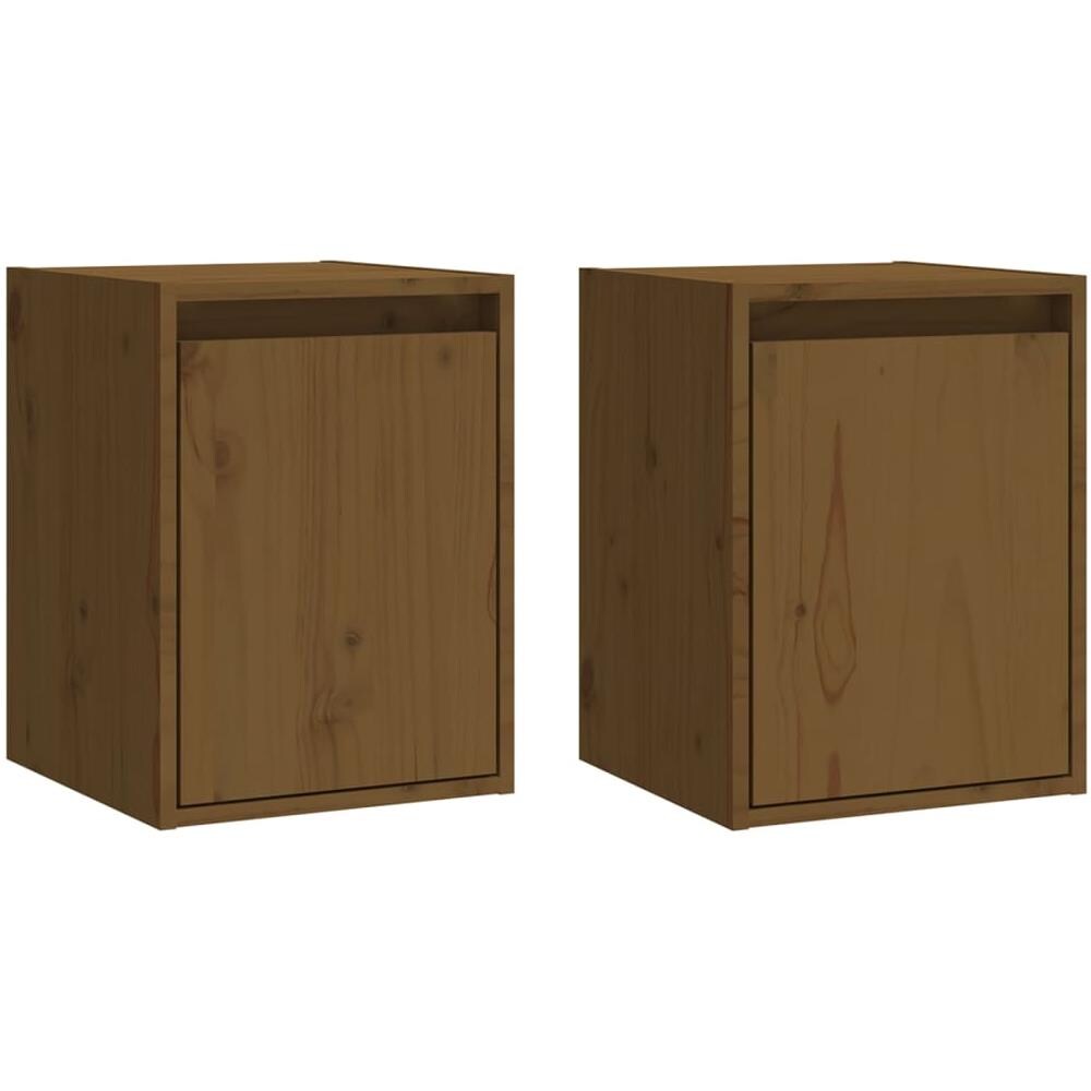 Pensili 2 Pz Marrone Miele 30x30x40cm In Legno Massello Di Pino - Foto 2