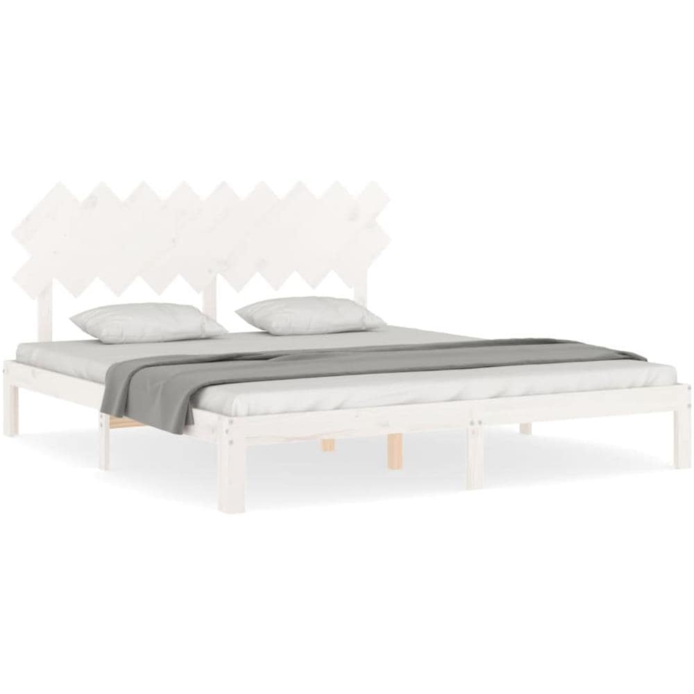 Giroletto Testiera Bianco Super King Size in Legno Massello - Foto 2