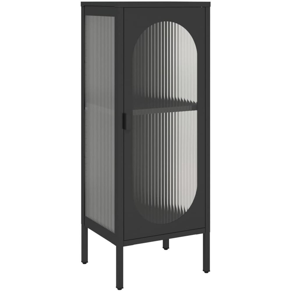 Credenza Nera 40x35x105 Cm Vetro E Acciaio - Foto 2