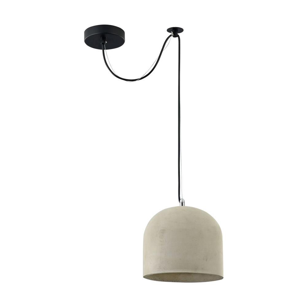 Lampadario Industrial Broni Metallo Nero 1 Luce Diffusore Calcestruzzo Grigio - Foto 1