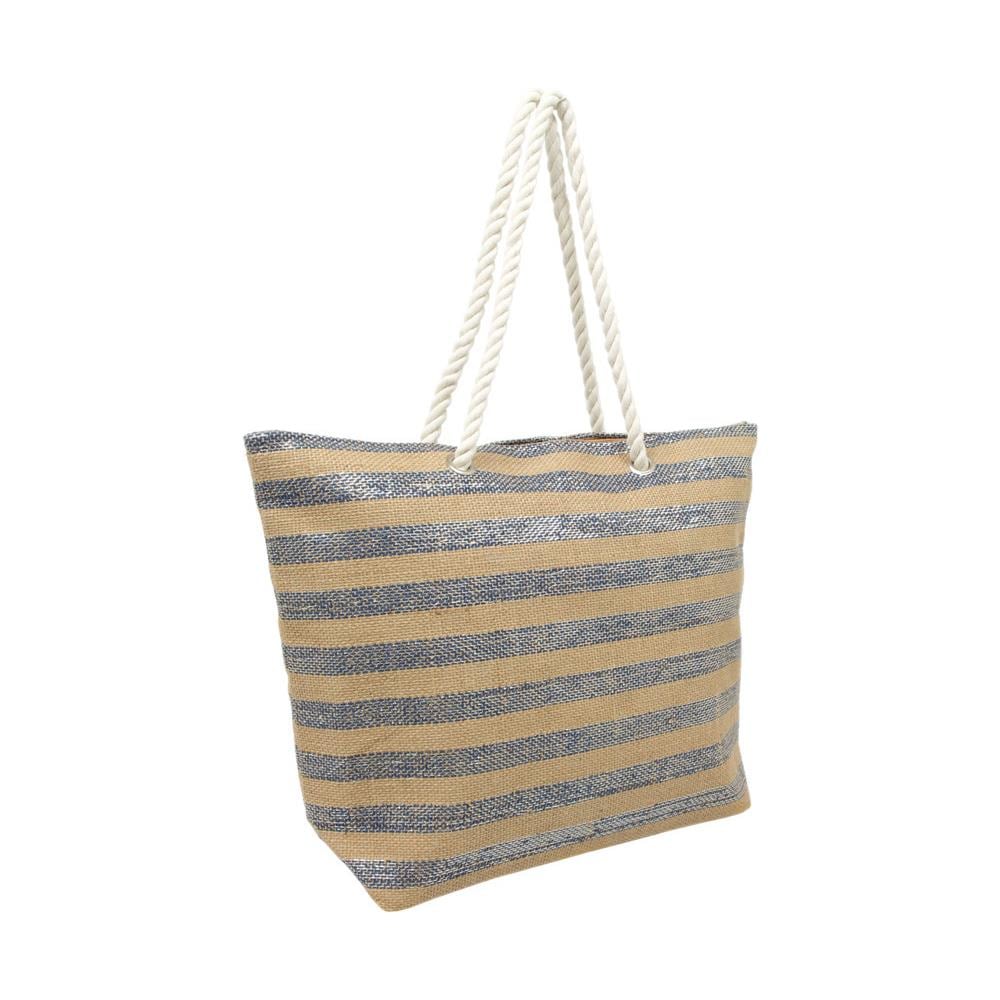 Borsa Mare Borsone Grande Spiaggia Piscina Beach Rigata Veracruz Con Zip Borsa Blu - Foto 1