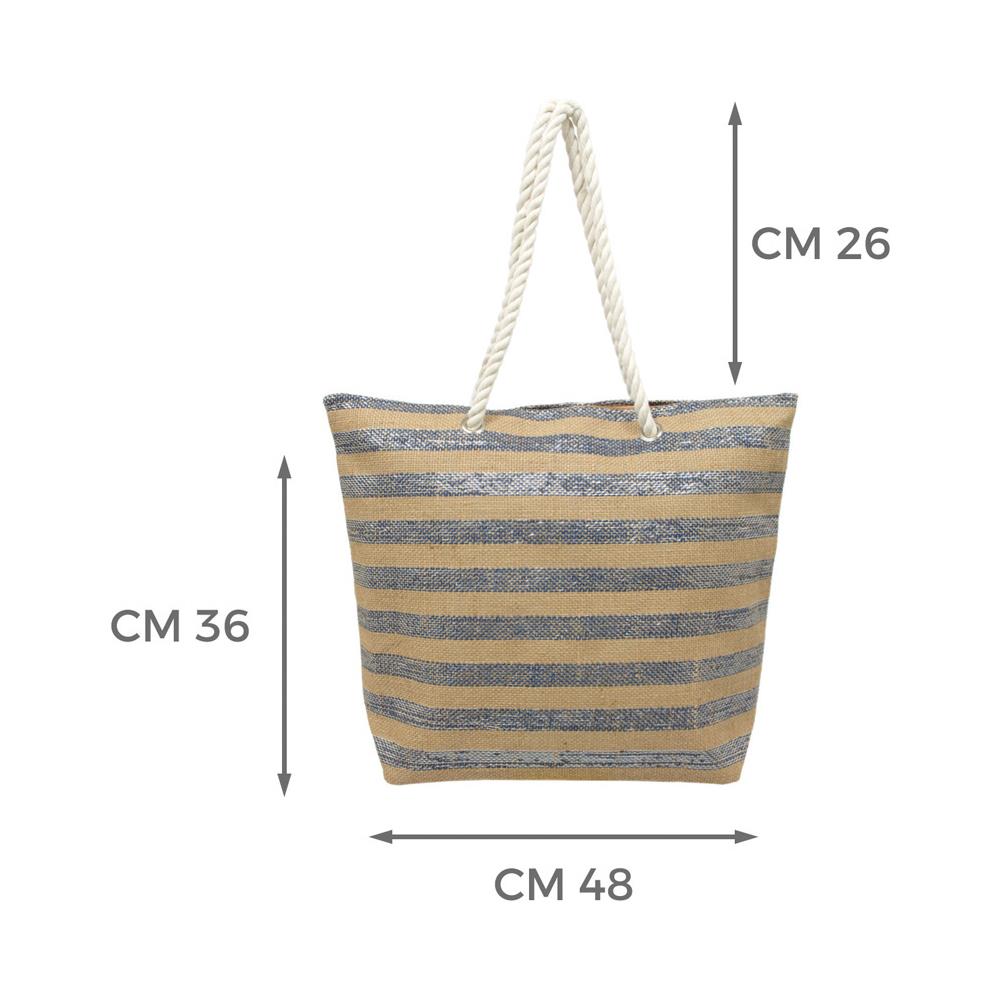 Borsa Mare Borsone Grande Spiaggia Piscina Beach Rigata Veracruz Con Zip Borsa Blu - Foto 5