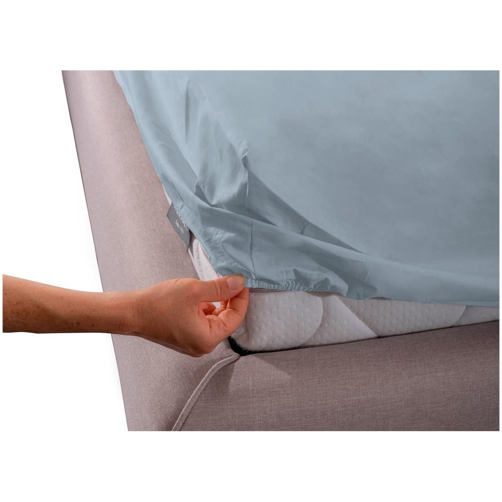 Lenzuolo Sotto Angoli Camper Roulotte 100% Cotone Tinta Unita Personalizzabile Singolo Azzurro - Foto 1