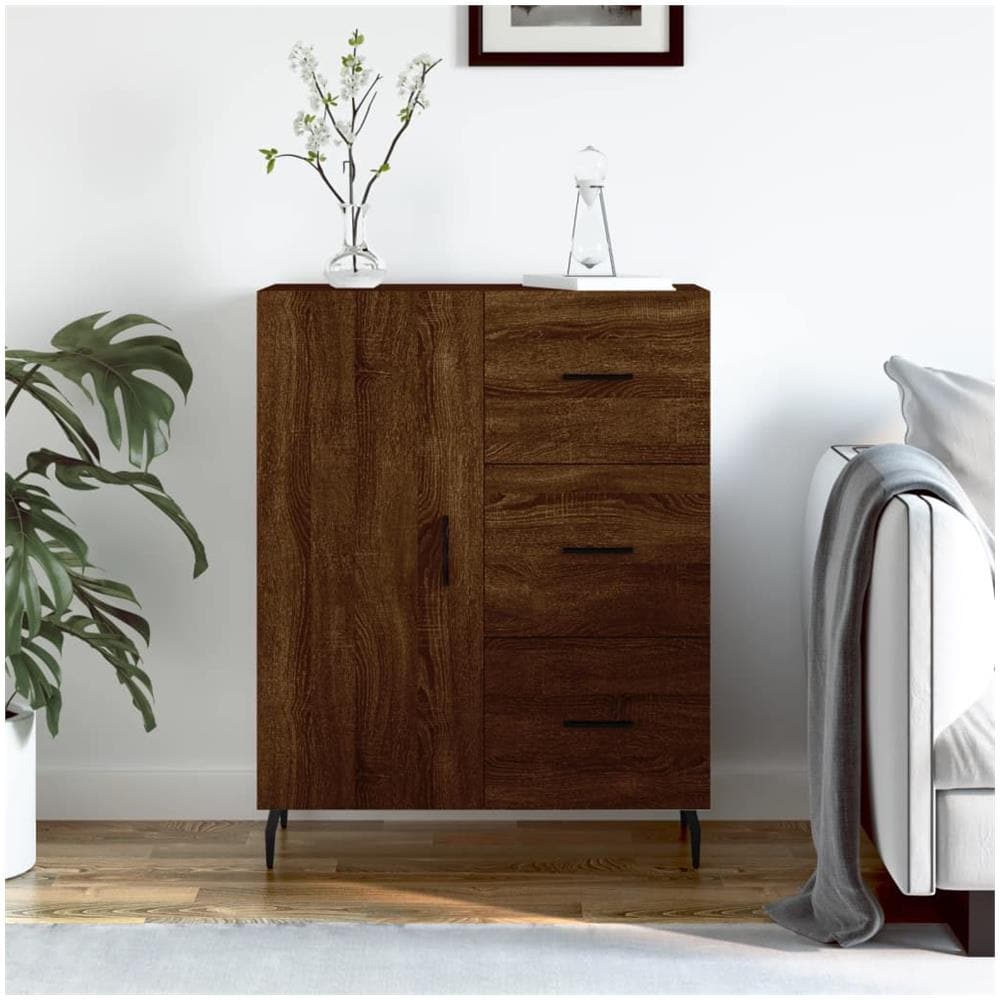 Credenza Rovere Marrone 69,5x34x90 Cm In Legno Multistrato - Foto 1