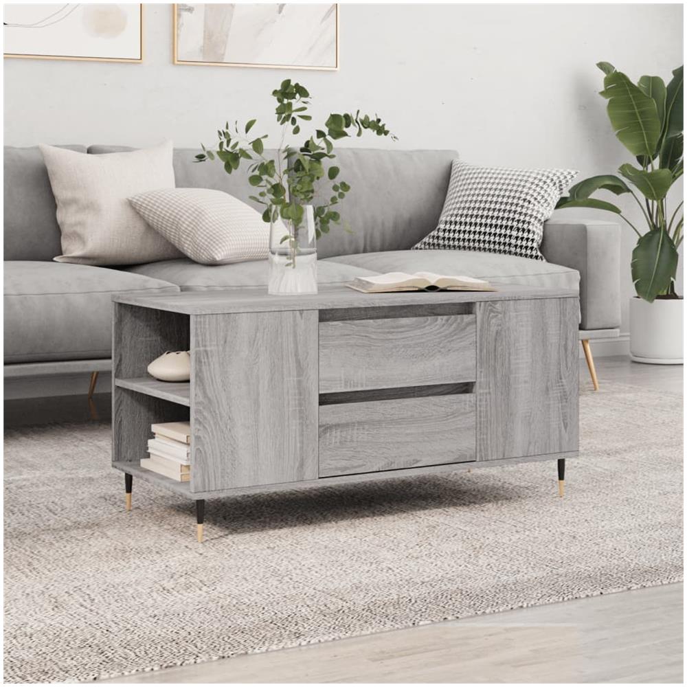 Tavolino Salotto Grigio Sonoma 102x44,5x50 Cm Legno Multistrato - Foto 1
