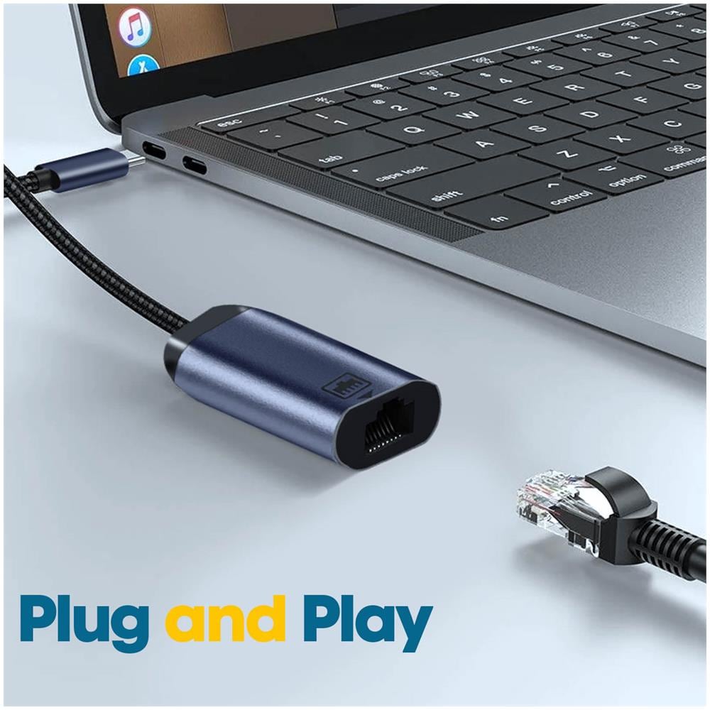 Cavo Adattatore Usb-c / Ethernet Trasferimento Dati 100 Mbps 10 Cm Grigio Scuro - Foto 2