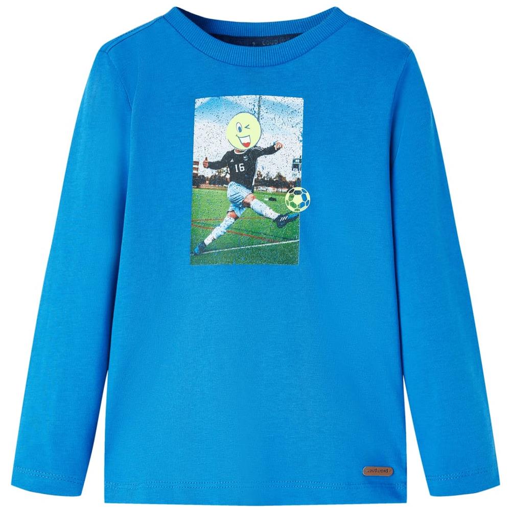Maglietta Da Bambino Maniche Lunghe Giocatore Calcio Blu Cobalto 116 - Foto 1