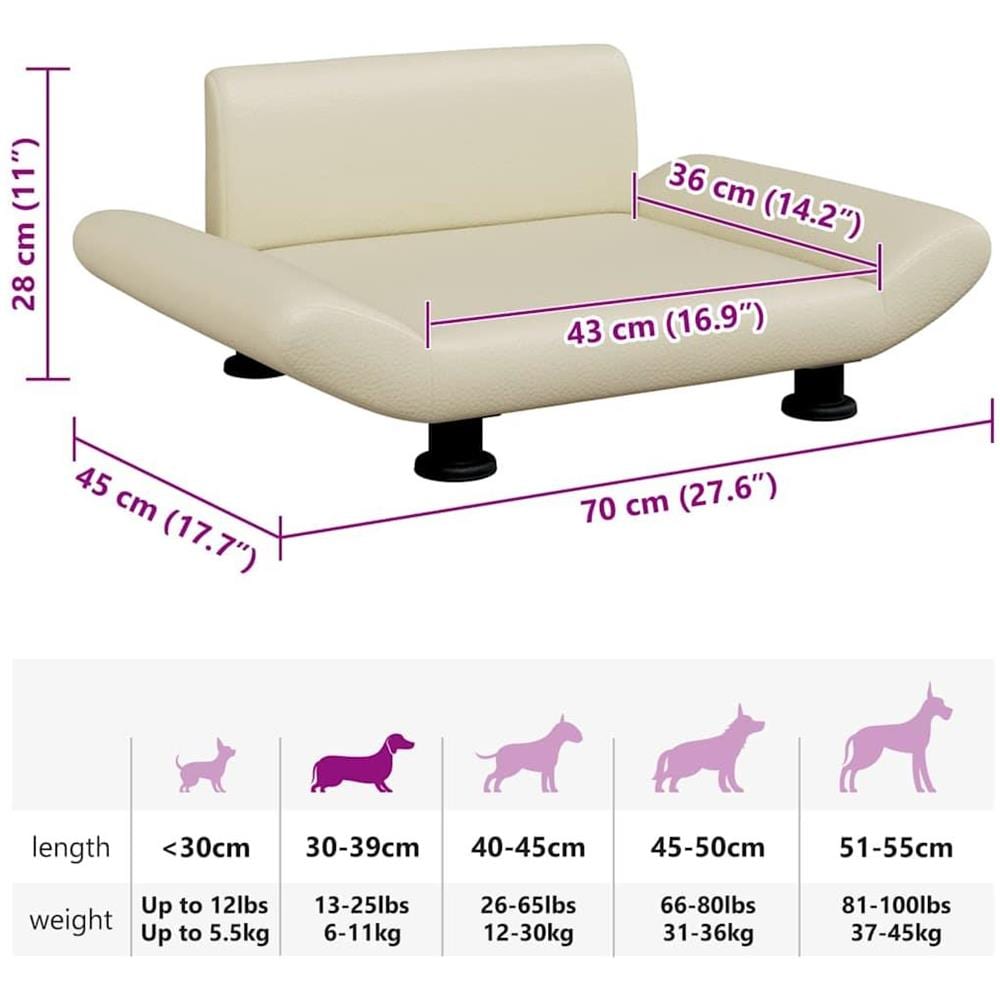 Lettino per Cani Crema 70x45x28 cm in Similpelle - Foto 7