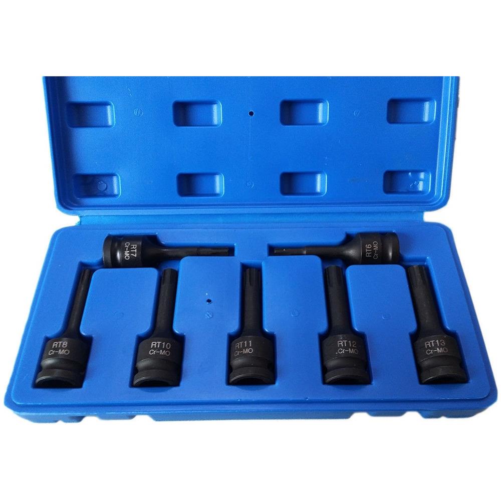 "Kit 7 Pz Chiavi Bussola Ad Impatto 1/2"""" Torx R6 - Rt13 Per Avvitatore Pneumatico" - Foto 1