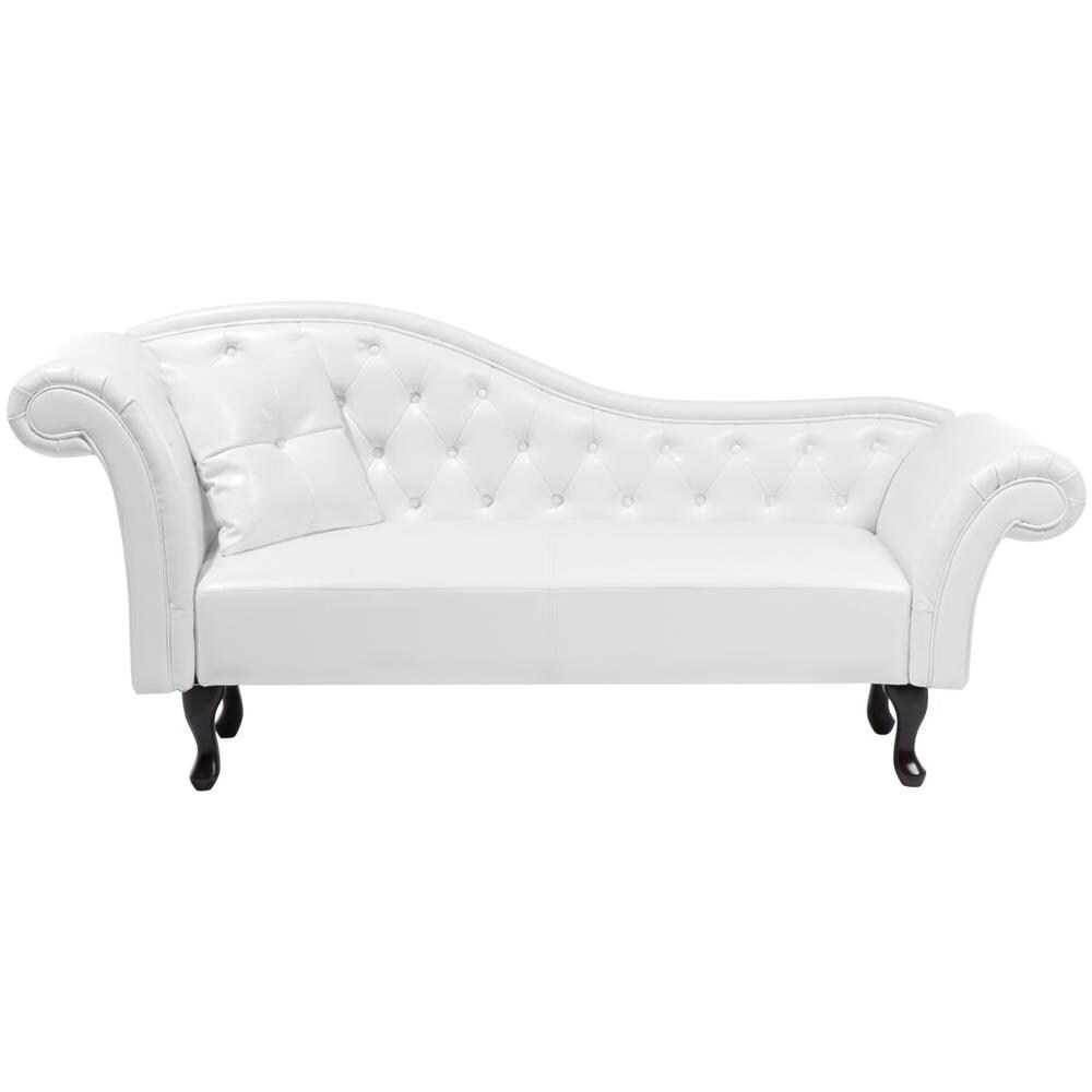 Chaise Longue Vintage Sinistra In Pelle Sintetica Bianca Lattes - Foto 1
