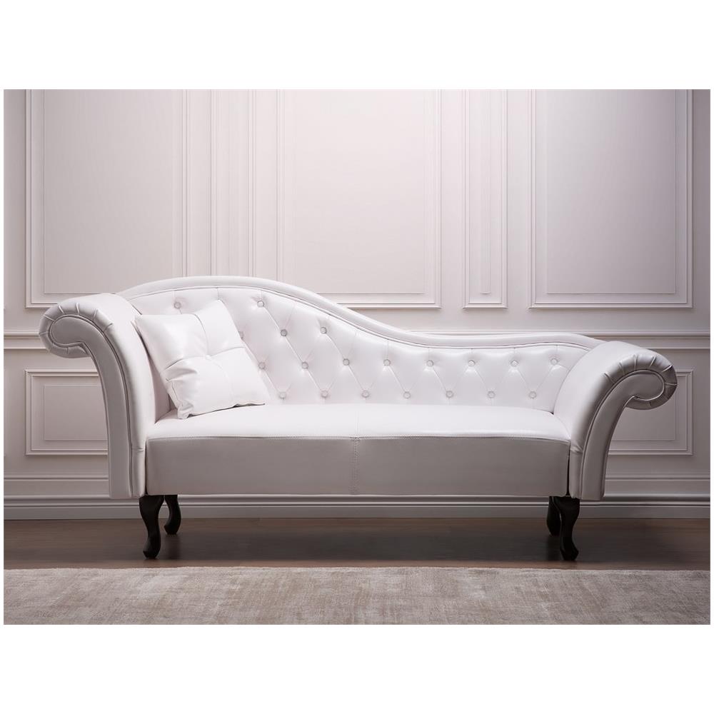 Chaise Longue Vintage Sinistra In Pelle Sintetica Bianca Lattes - Foto 2