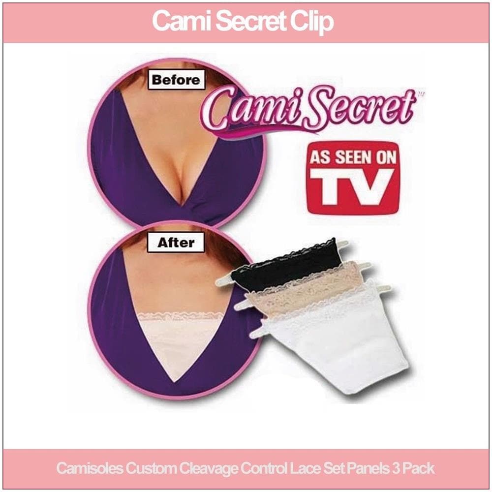 Dettagli Su Set 3 Pezzi Canottiera Clip Per Magliatta Scollata Bianco Nero Beige Cami Secret - Foto 1