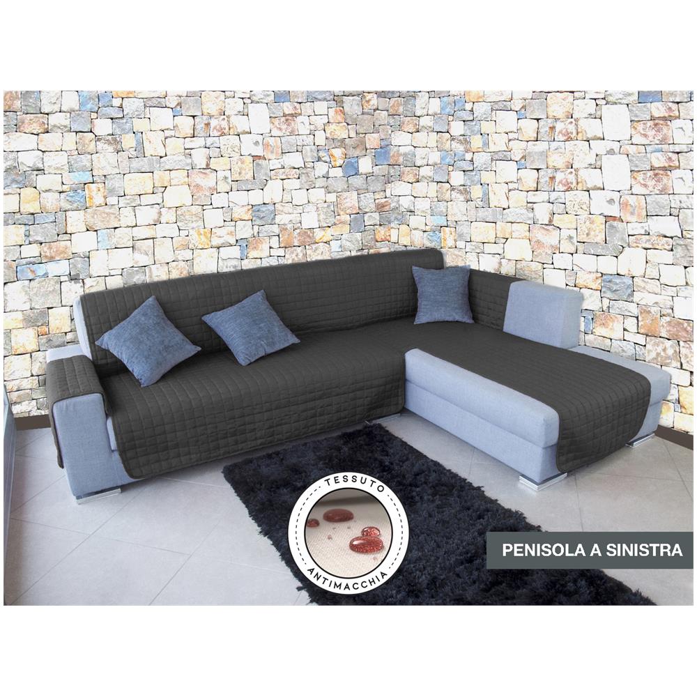 Brandsseller Copridivano Trapuntato 2 Posti – Con Braccioli E 3 Tasche, In Microfibra (Nero/Antracite, 191x224 Cm) - 4
