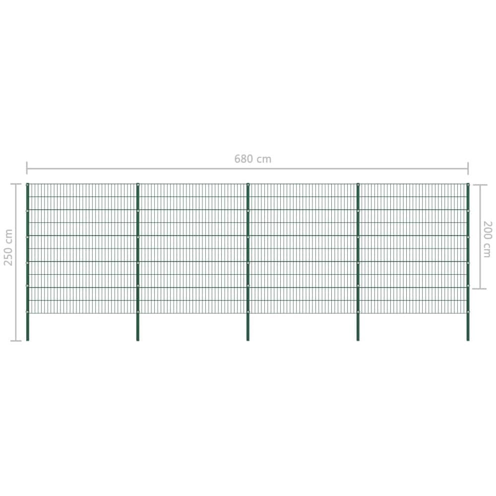 Pannello Di Recinzione Con Pali In Ferro 6,8x2 M Verde - Foto 5