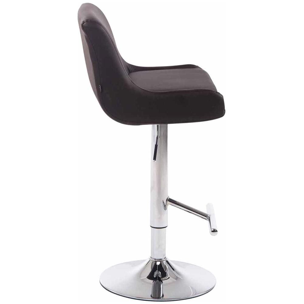 Set 2 Sgabelli Bancone Imbottiti Club in Similpelle - Coppia Sedie Alte Cucina con Schienale e Poggiapiedi, Altezza Regolabile 67-87 cm Marrone - Foto 3