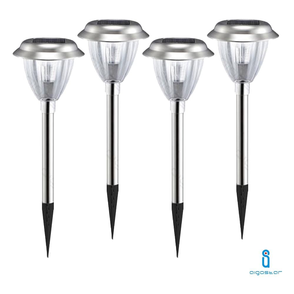 Luce Led Solare Da Giardino 6500k Lampioncino In Acciaio 4 Pezzi - Foto 1