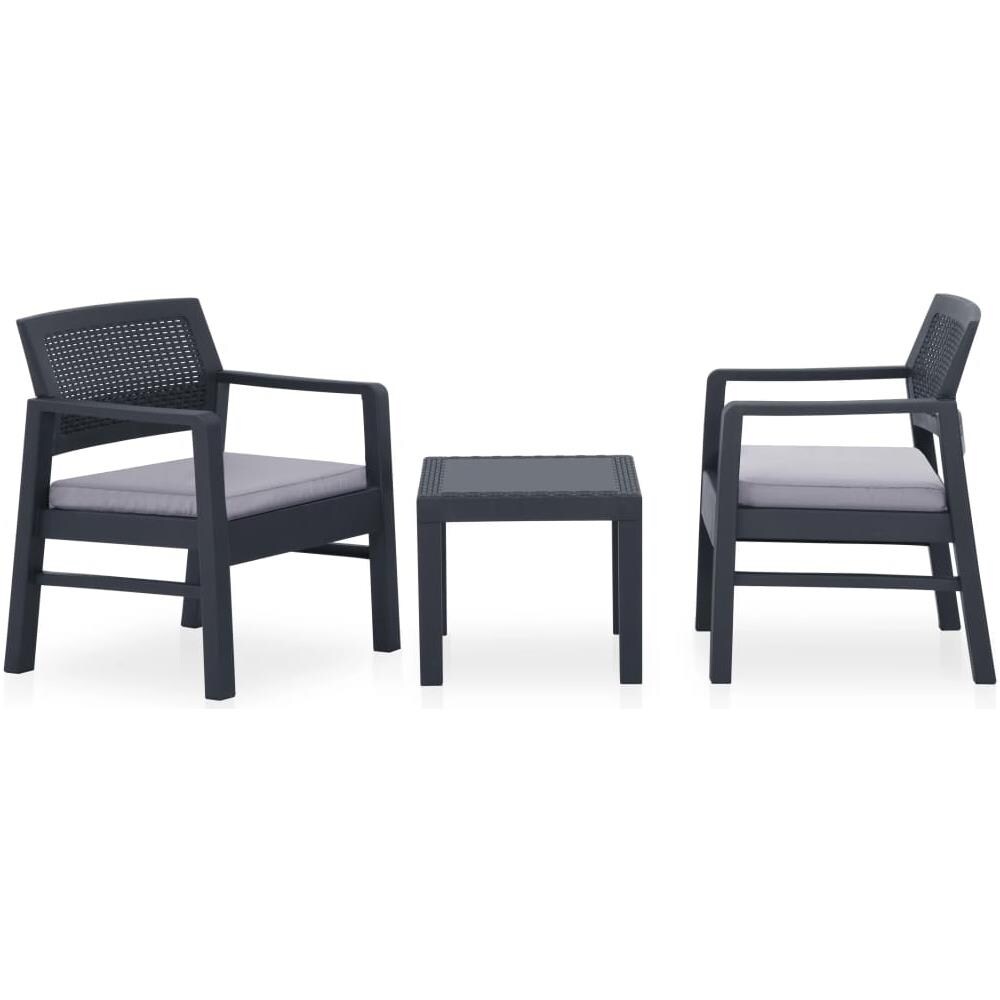 Set Divani Da Giardino Con Cuscini 3 Pz In Plastica Grigio - Foto 1