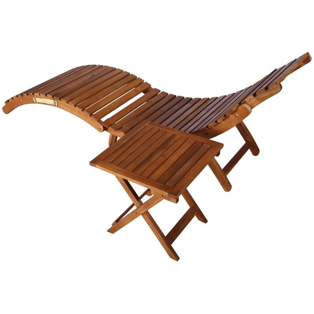 Sdraio Da Giardino Con Cuscino E Tavolo In Massello Di Acacia - Foto 2