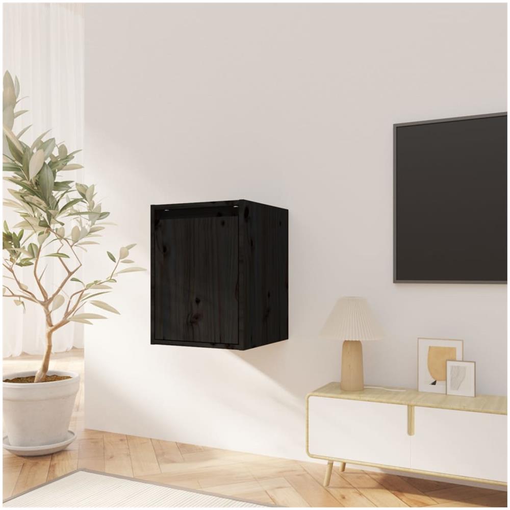 Pensili 2 Pz Neri 30x30x40 Cm In Legno Massello Di Pino - Foto 3