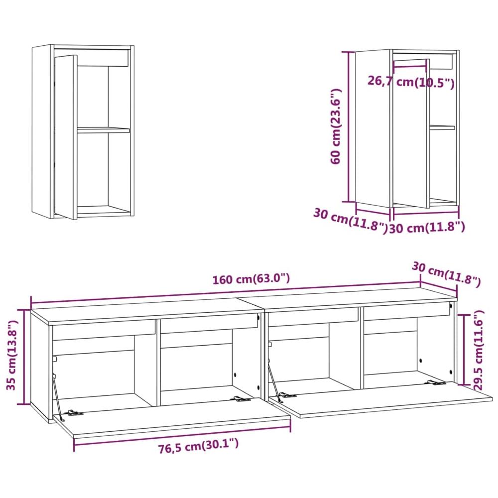 Mobili Porta Tv 4 Pz Bianchi In Legno Massello Di Pino - Foto 8