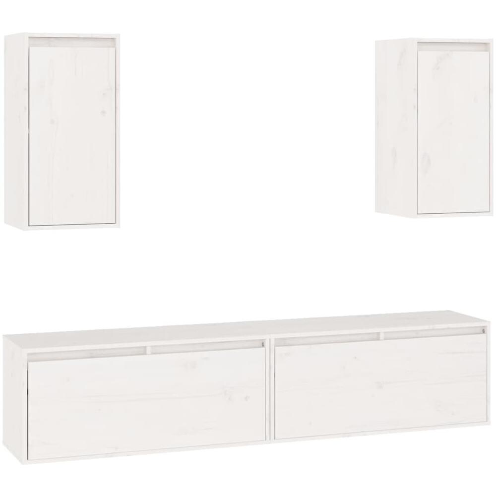 Mobili Porta Tv 4 Pz Bianchi In Legno Massello Di Pino - Foto 1