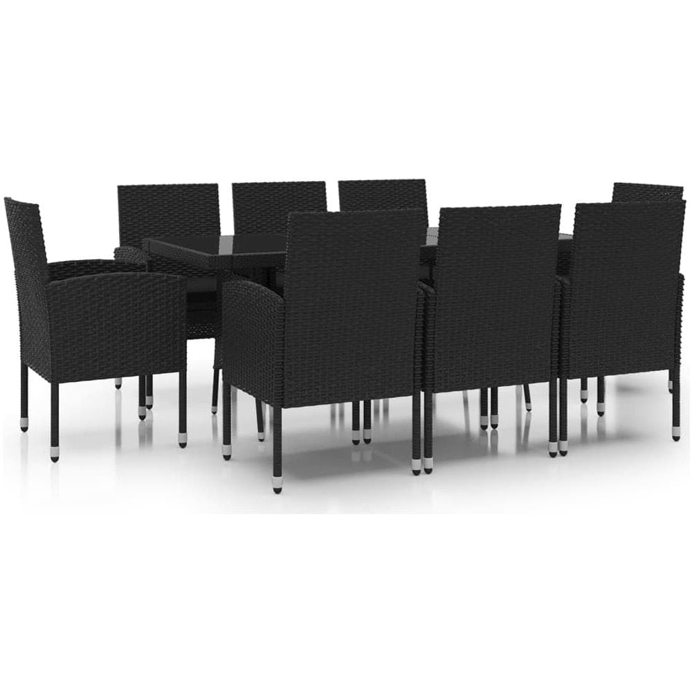 Set Mobili Da Pranzo Per Giardino 9 Pz In Polyrattan Nero - Foto 2