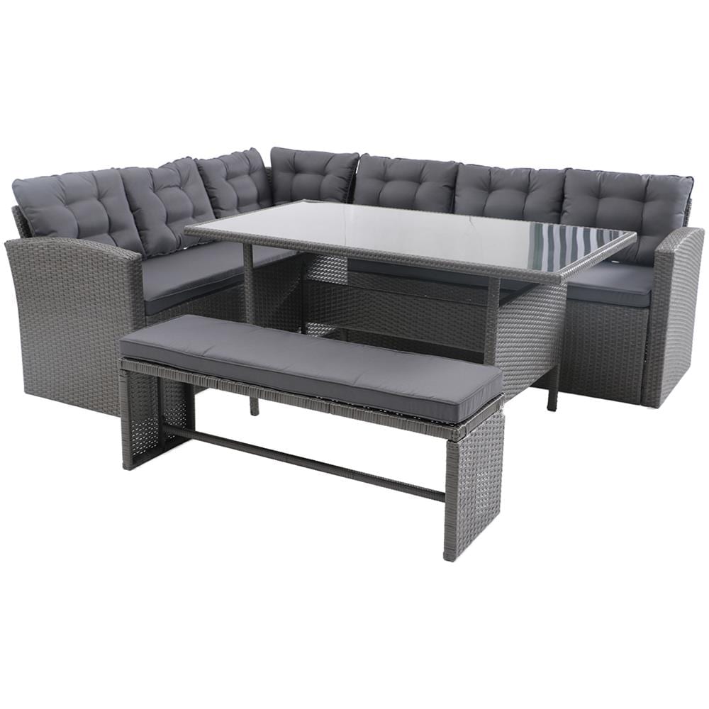 Salotto Da Giardino 8 Posti Resina Intrecciata Grigio Scuro Moorea - Foto 1