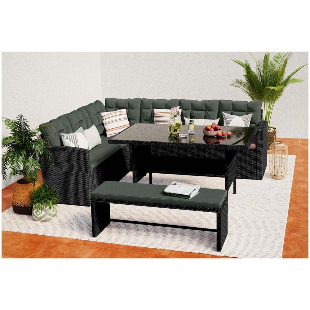 Salotto Da Giardino 8 Posti Resina Intrecciata Grigio Scuro Moorea - Foto 5