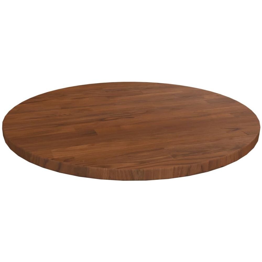 Piano Tavolo Rotondo Marrone Scuro 40x1,5 Cm Rovere Trattato - Foto 1