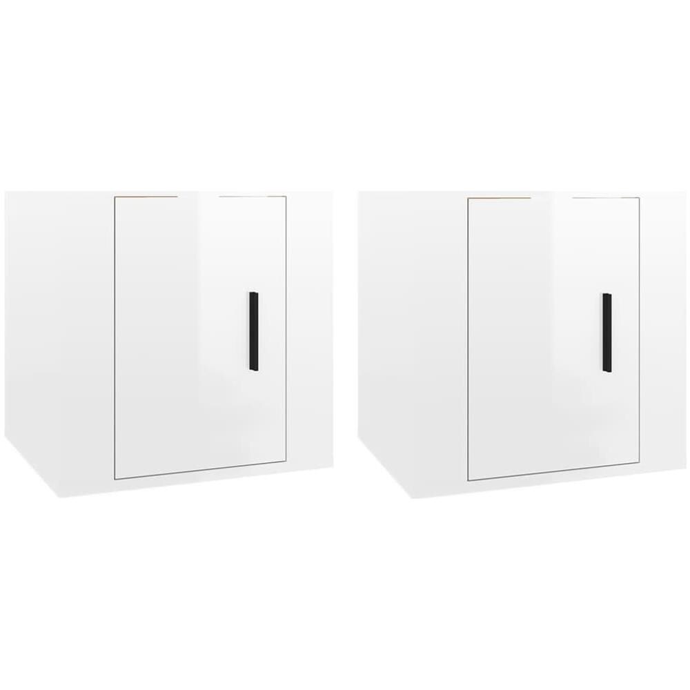 Mobili Porta Tv A Parete 2 Pz Bianco Lucido 40x34,5x40 Cm - Foto 2