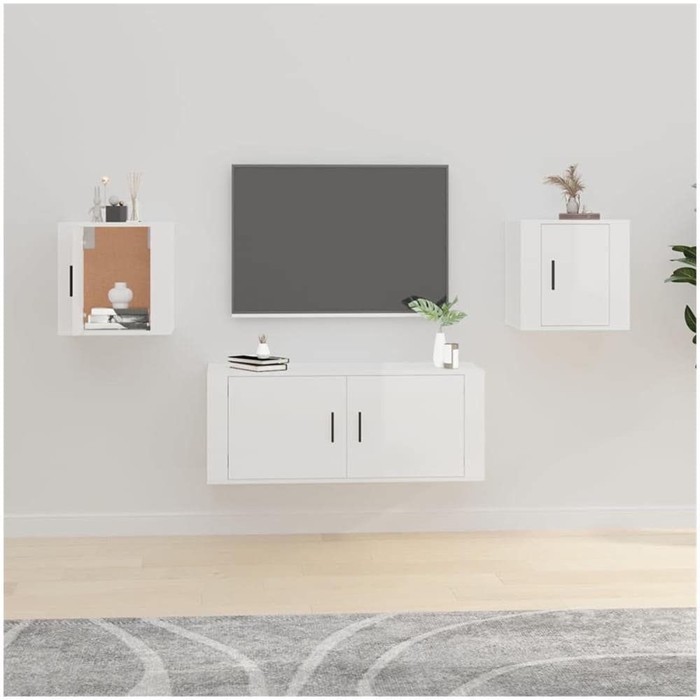Mobili Porta Tv A Parete 2 Pz Bianco Lucido 40x34,5x40 Cm - Foto 1