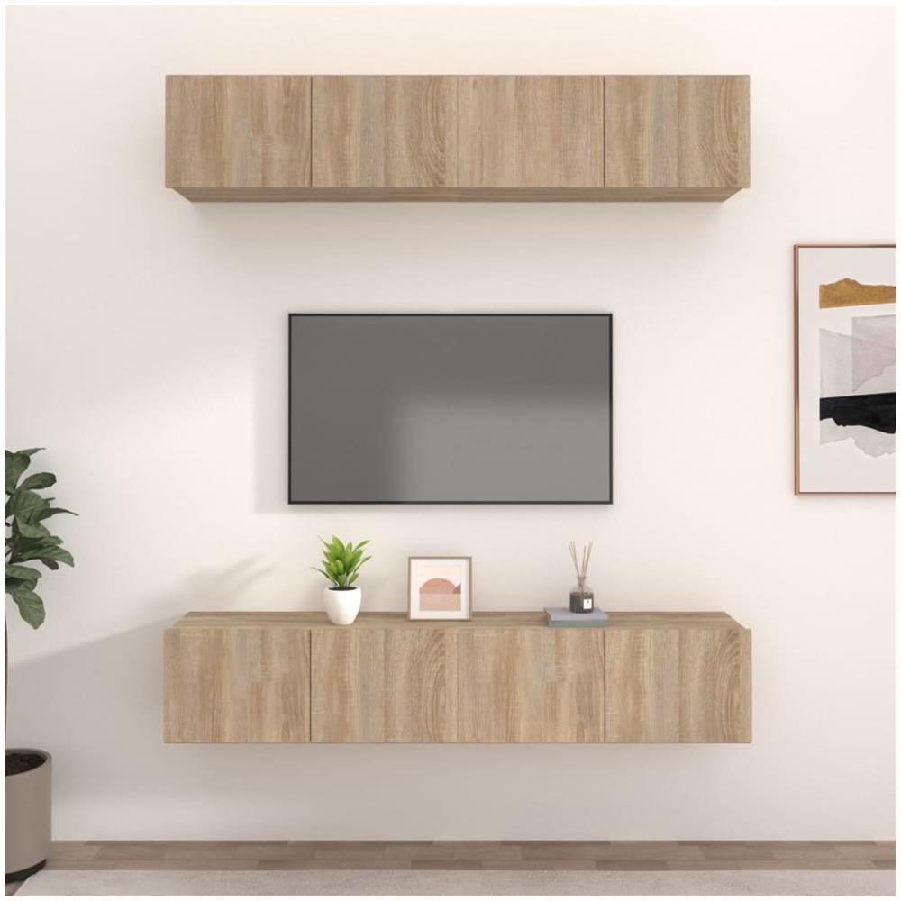 Mobili Tv 4 Pz Rovere Sonoma 80x30x30 Cm In Legno Multistrato - Foto 1