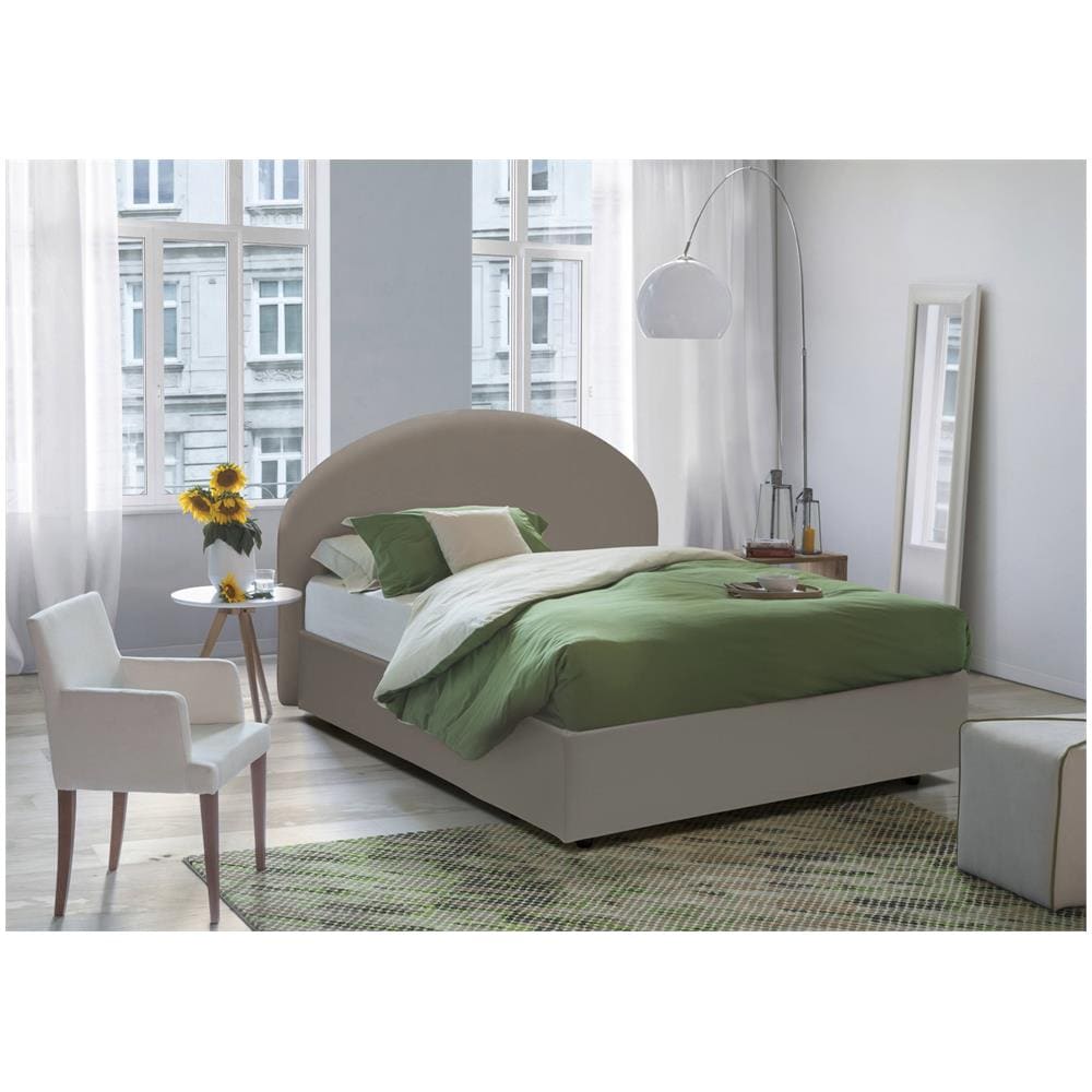 Letto Matrimoniale Consolata, Letto Contenitore Con Rivestimento In Ecopelle, 100% Made In Italy, Apertura Frontale, Con Materasso Cm 160x190 Incluso, Tortora - Foto 1