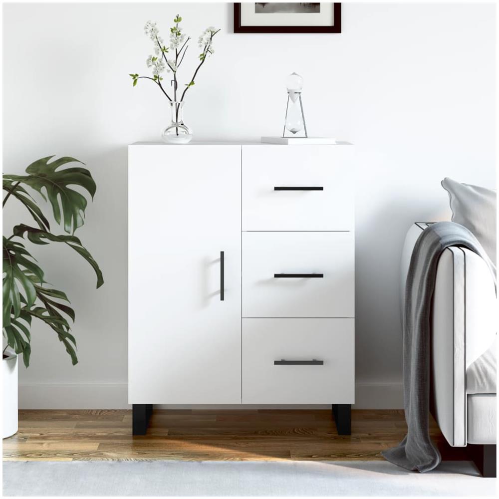 Credenza Bianca 69,5x34x90 Cm In Legno Multistrato - Foto 1