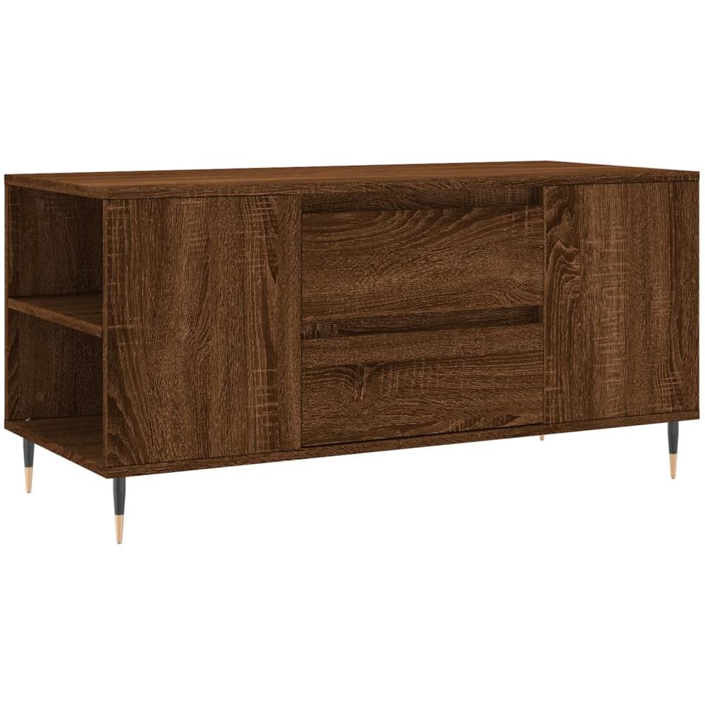 Tavolino Salotto Rovere Marrone 102x44,5x50cm Legno Multistrato - Foto 2