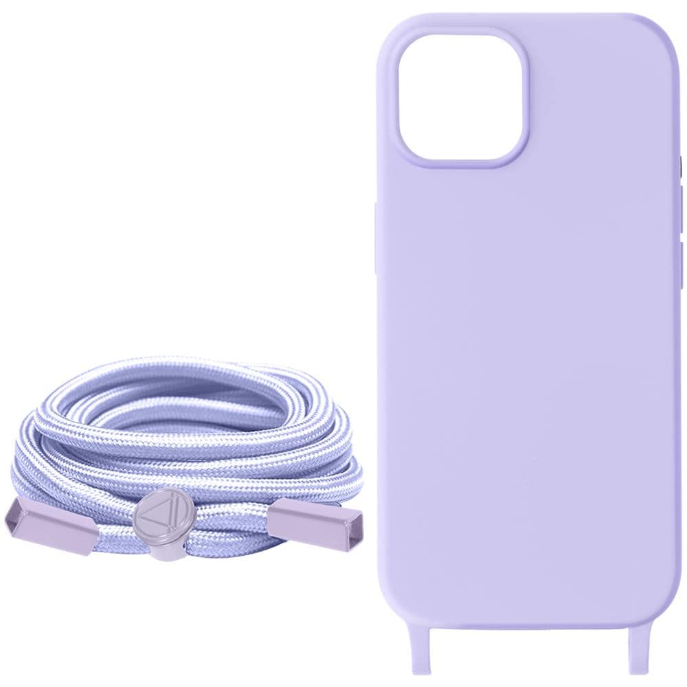 Cover Semirigida Per Iphone 15 Plus Cordino Nylon Intrecciato Serie Corda Lilla - Foto 5
