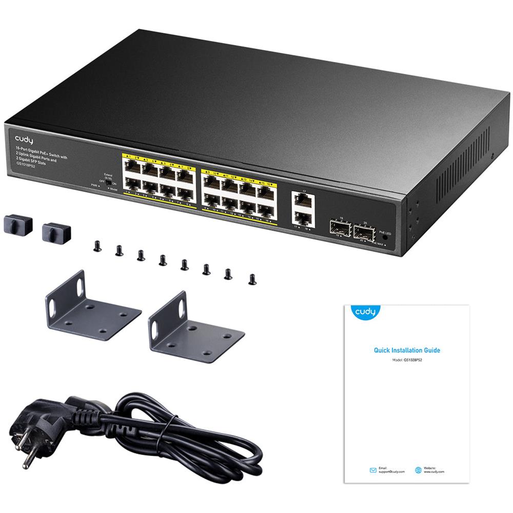 GS1018PS2 switch di rete Non gestito Gigabit Ethernet (10/100/1000) Supporto Power over Ethernet (PoE) Nero - Foto 4