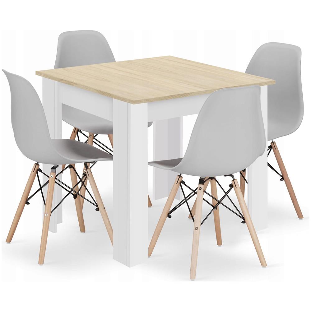 Set di tavolo quadrato 80x80 Sonoma Oak + 4 sedie Osaka Grey x4 - Foto 1