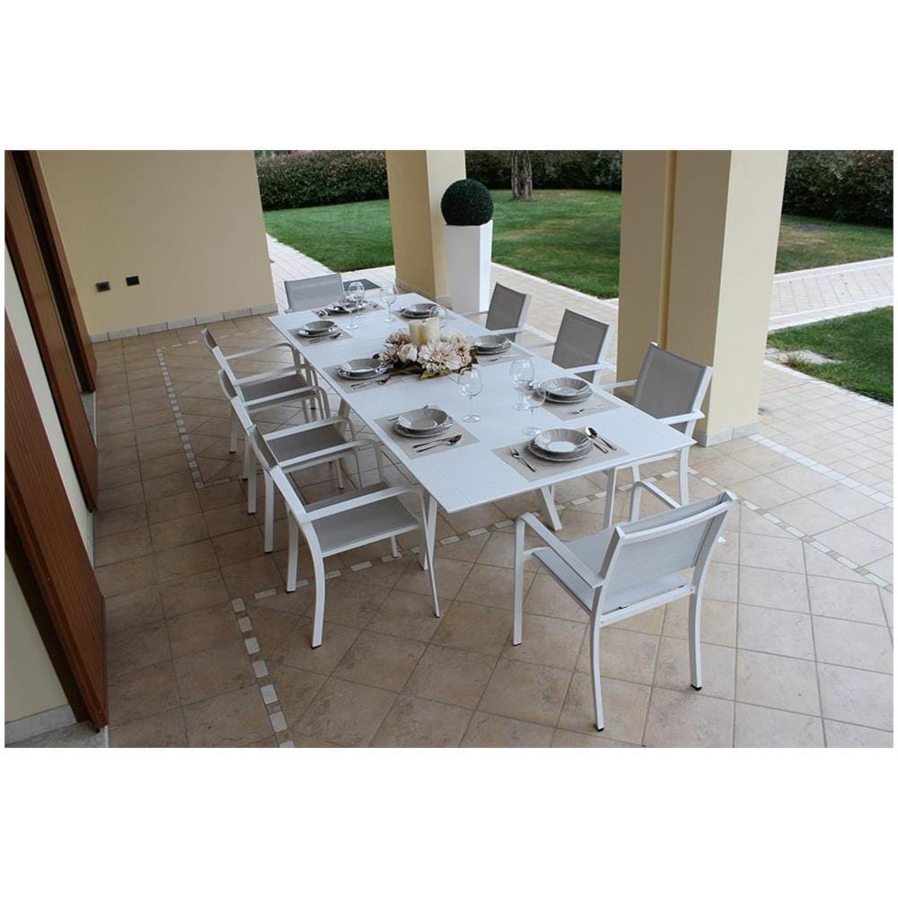 Tavolo Rettangolare Allungabile In Alluminio Bianco 200/300 X 110 Da Esterno Giardino, Per Ristorante Agriturismo Albergo Hotel - Foto 1