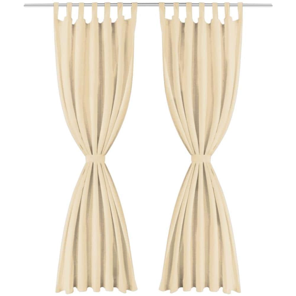 2 Pz Tende In Micro Raso Con Passanti 140x245 Cm Beige - Foto 2