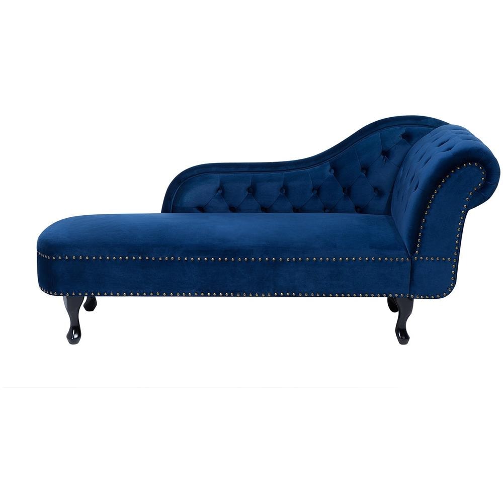 Chaise Longue Destra In Velluto Blu Nimes - Foto 1
