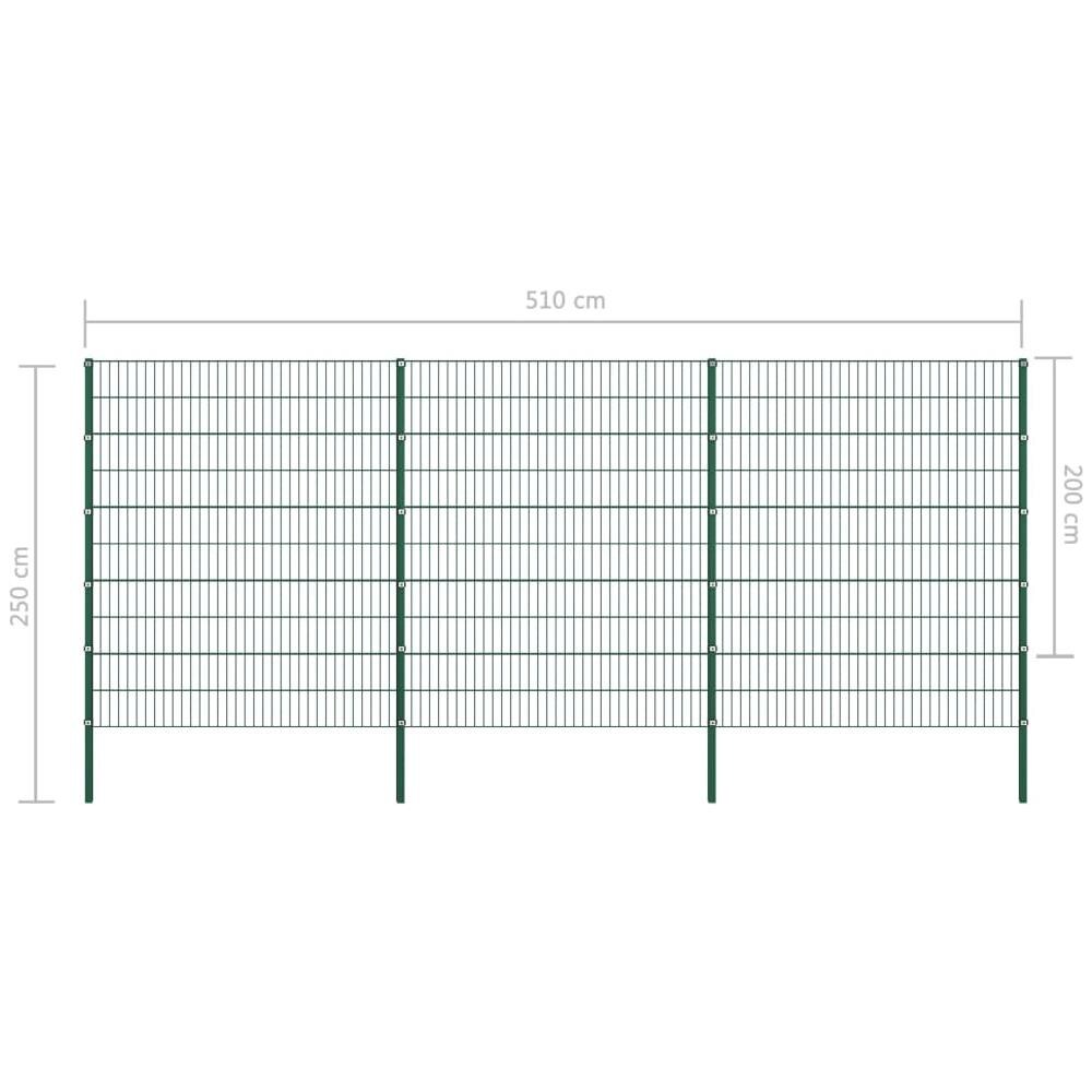 Pannello Di Recinzione Con Pali In Ferro 5,1x2 M Verde - Foto 5